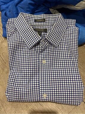 Banana Republic Men’s Blue and White Gingham Dress Shirt